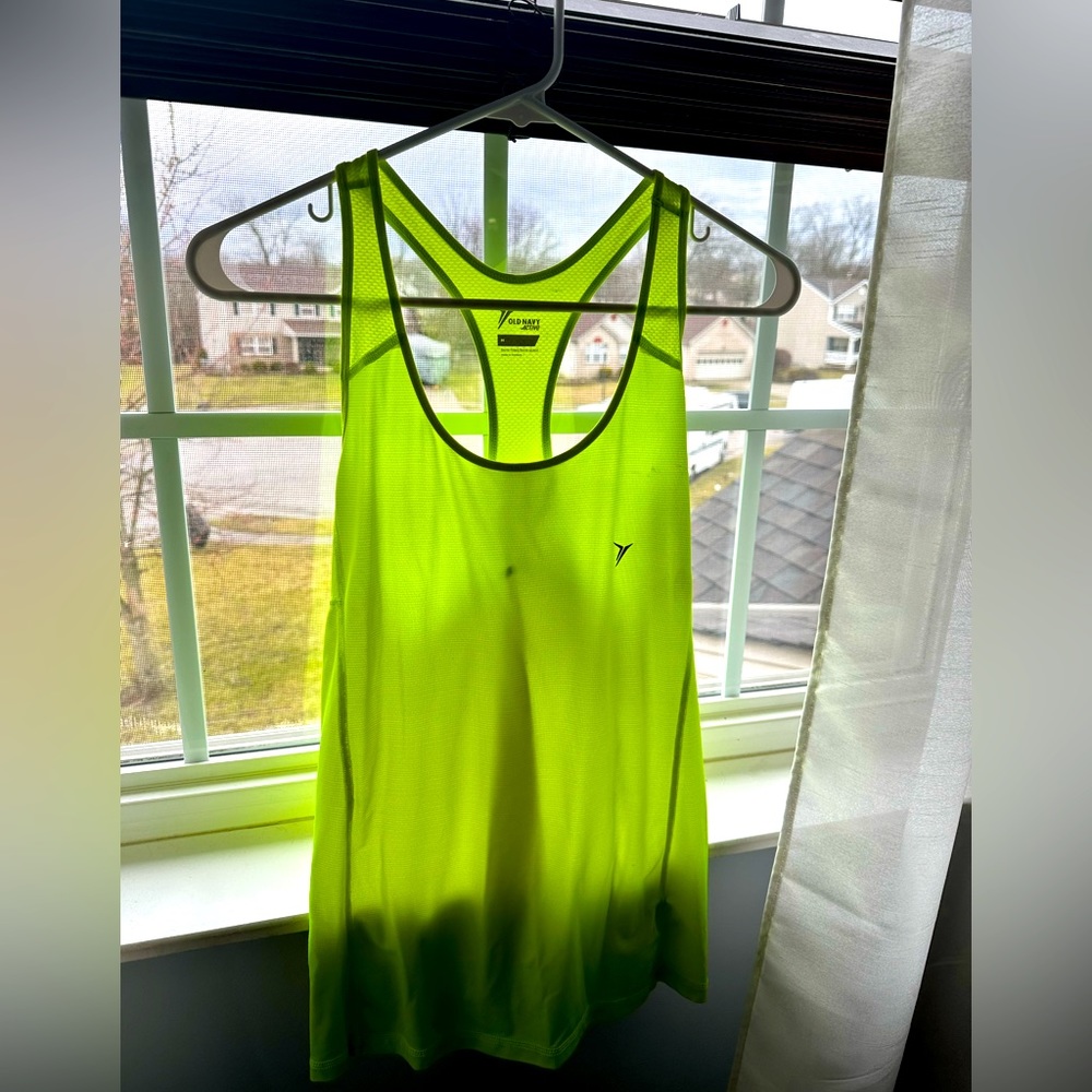 Size Large Old Navy active brand bright neon yellow racer back tank